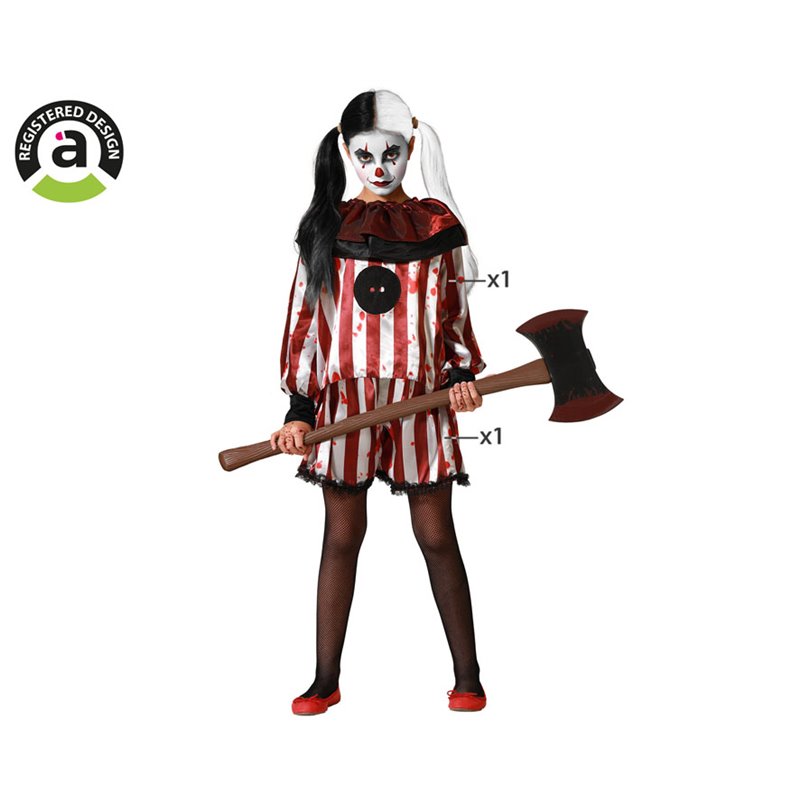 DISFRAZ PAYASA CAMISETA ROJA CON PANTALON PARA NI�A