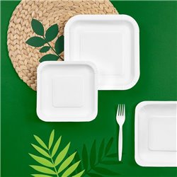 PLATOS CUADRADO CARTON 18CM 12UDS.