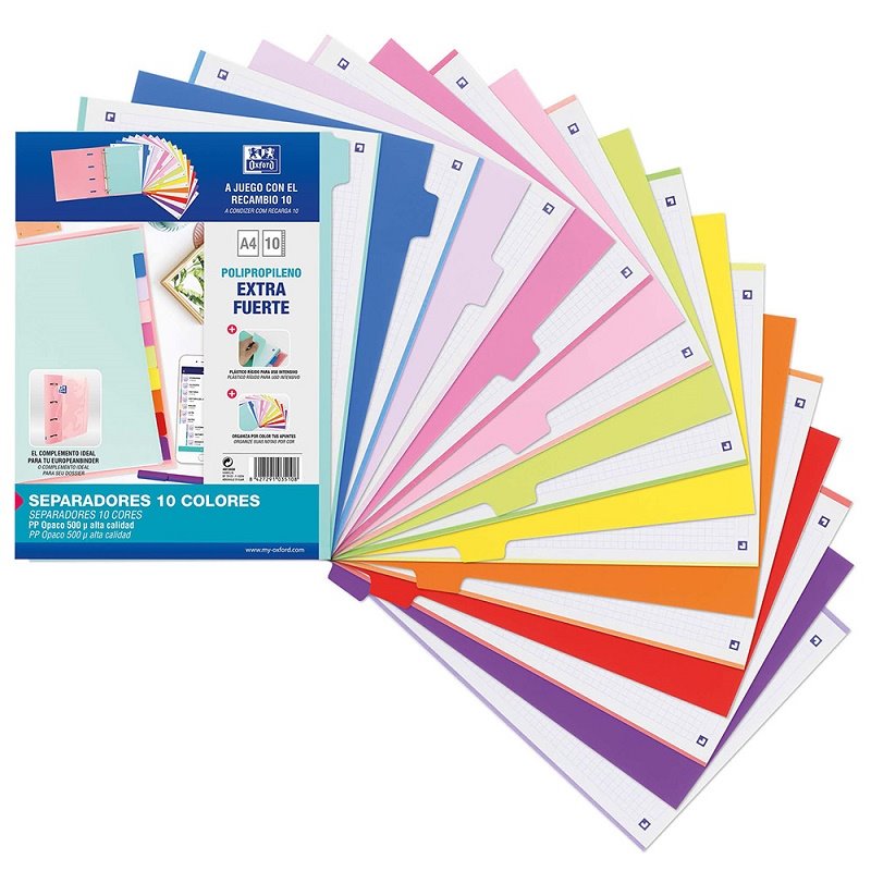 JUEGO SEPARADORES 5 POSICIONES PP 500 MICRAS A4 C/SURT VIVOS