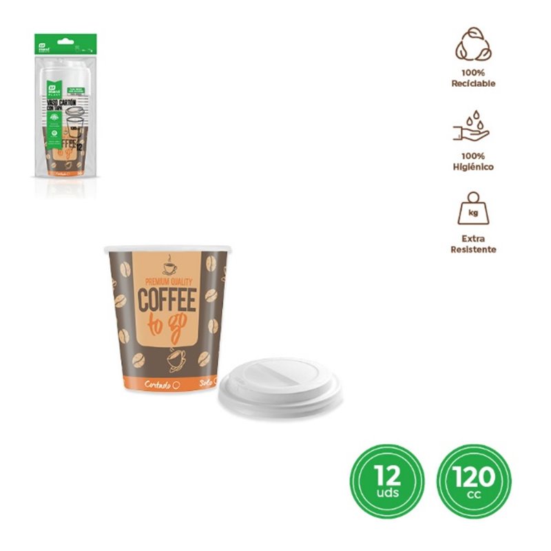 VASO CARTON COFFEE TO GO C/TAPA 120CC 12UD