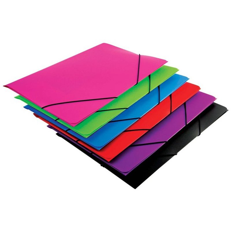 CARPETA CON GOMAS PP 450 MICRAS SOLAPA A3 COLORES SURT