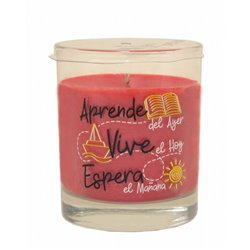 VELA VASO CON MENSAJES Y AROMA