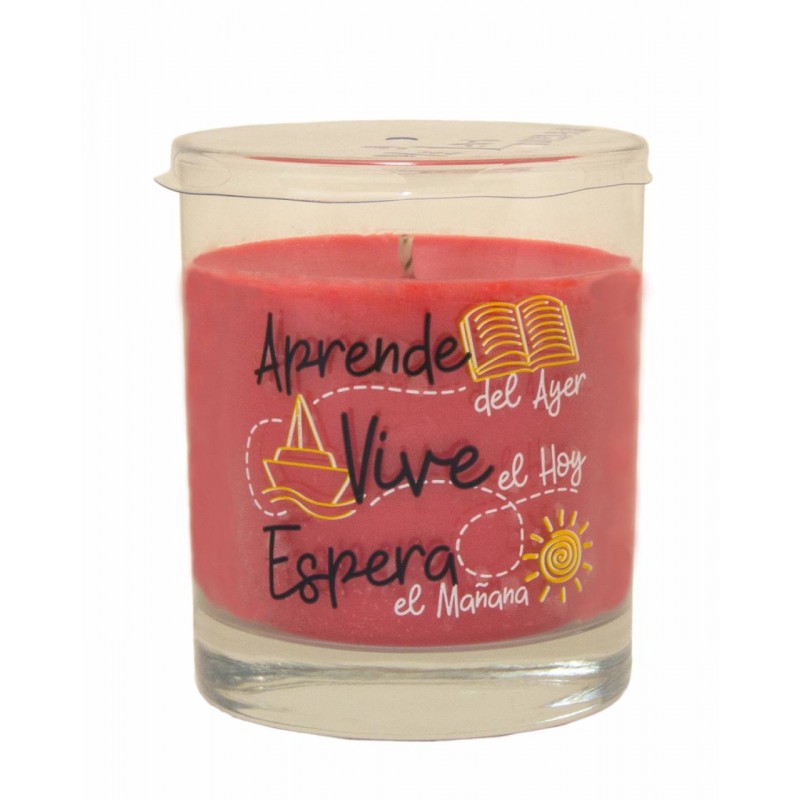 VELA VASO CON MENSAJES Y AROMA
