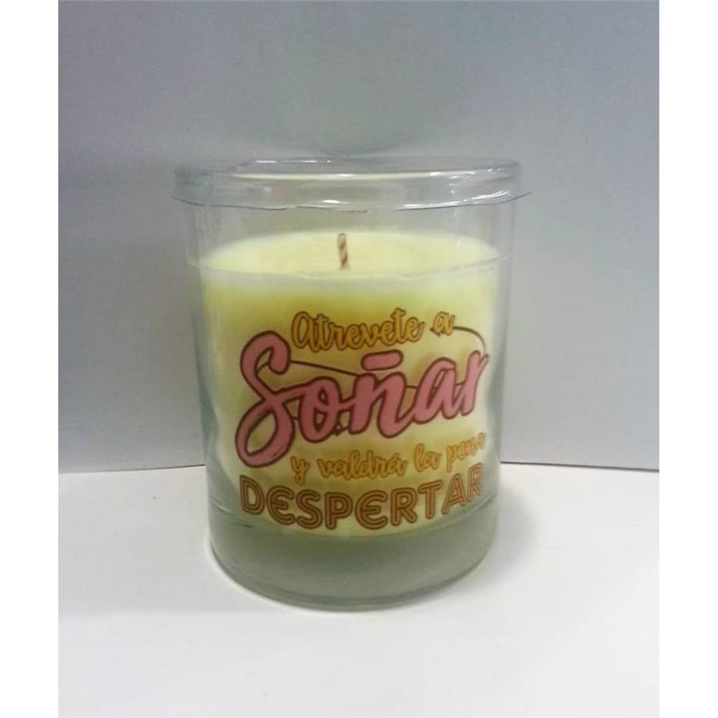 VELA VASO CON MENSAJES Y AROMA
