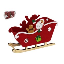 TRINEO DECORADO ROJO CON BASE 22X14 CM