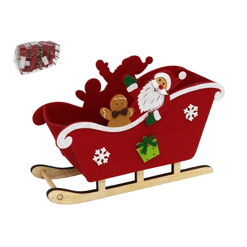 TRINEO DECORADO ROJO CON BASE 22X14 CM