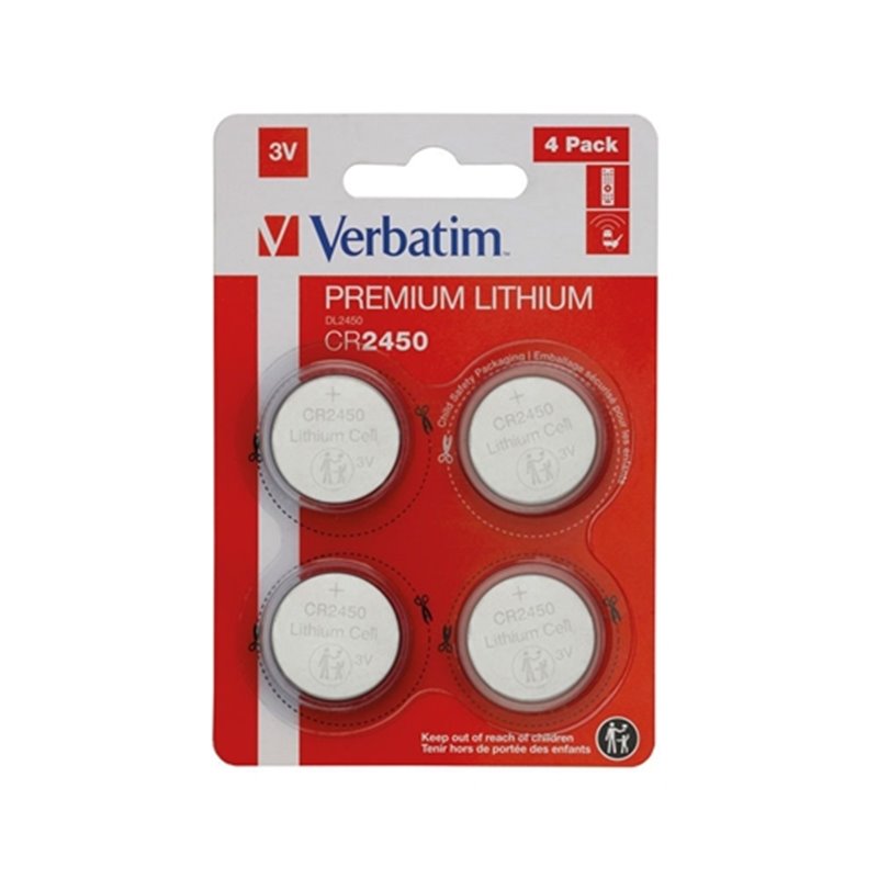 PILAS VERBATIM CR2450 PREMIUM LITHIUM 3V x 4und.