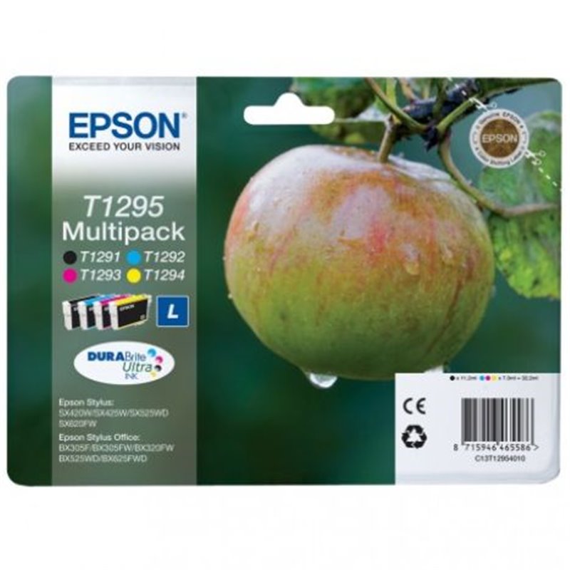 Pack Cartucho Original EPSON T1295 BK+C+M+Y - C13T12954010 [PAG-425]