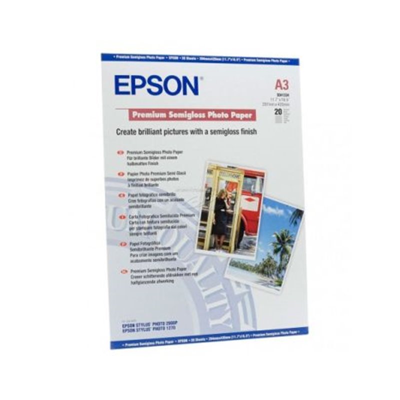 Papel Fotográfico Original EPSON Premium Semiglossy A3 20 Hojas - C13S041334