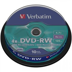 DVD-RW VERBATIM Serl 43552 - 4.7GB · 4X · Tarrina 10 unidades