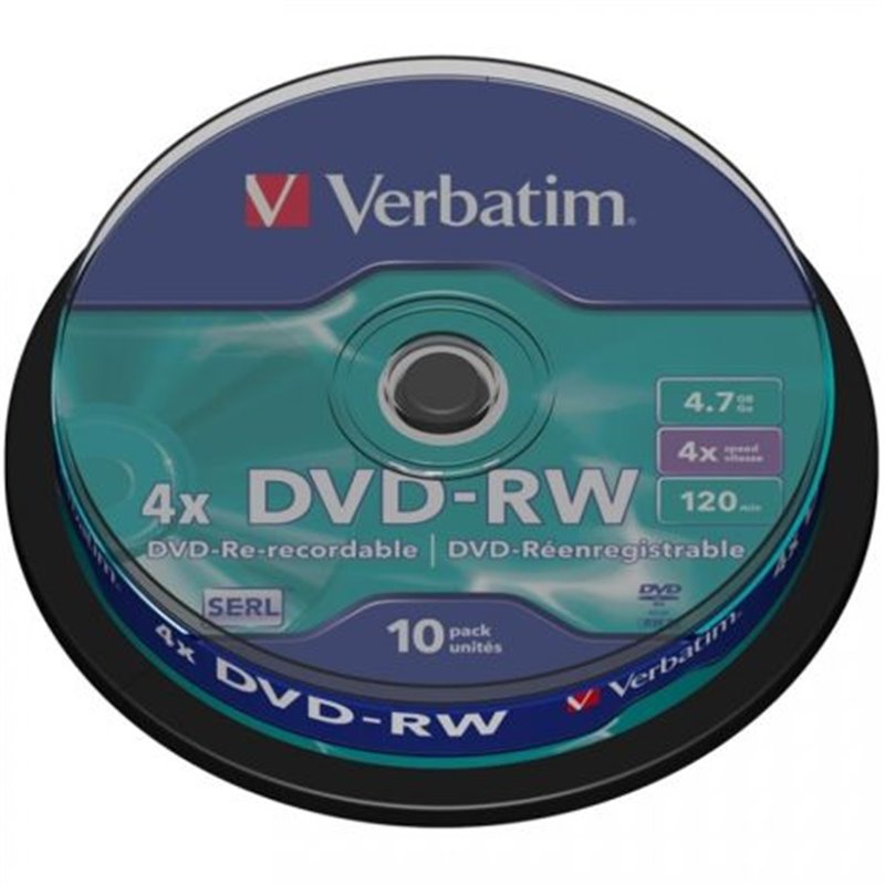 DVD-RW VERBATIM Serl 43552 - 4.7GB · 4X · Tarrina 10 unidades