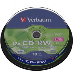 CD-RW VERBATIM 43480 - 700MB · 12X · Tarrina 10 unidades