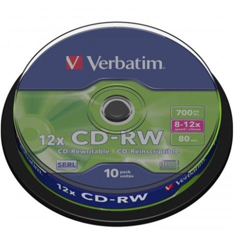 CD-RW VERBATIM 43480 - 700MB · 12X · Tarrina 10 unidades