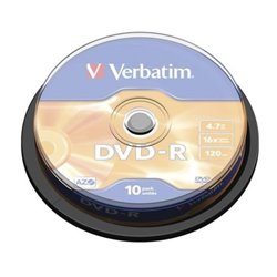 DVD-R VERBATIM Advanced Azo 43523 - 4.7GB · 16X · Tarrina 10 unidades