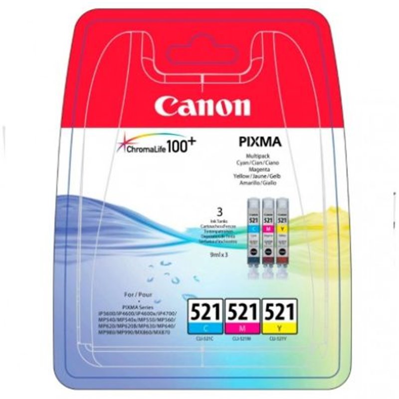 Pack Cartucho Original CANON CLI521 Tricolor - 2934B010 [ML-9][PAG-446]