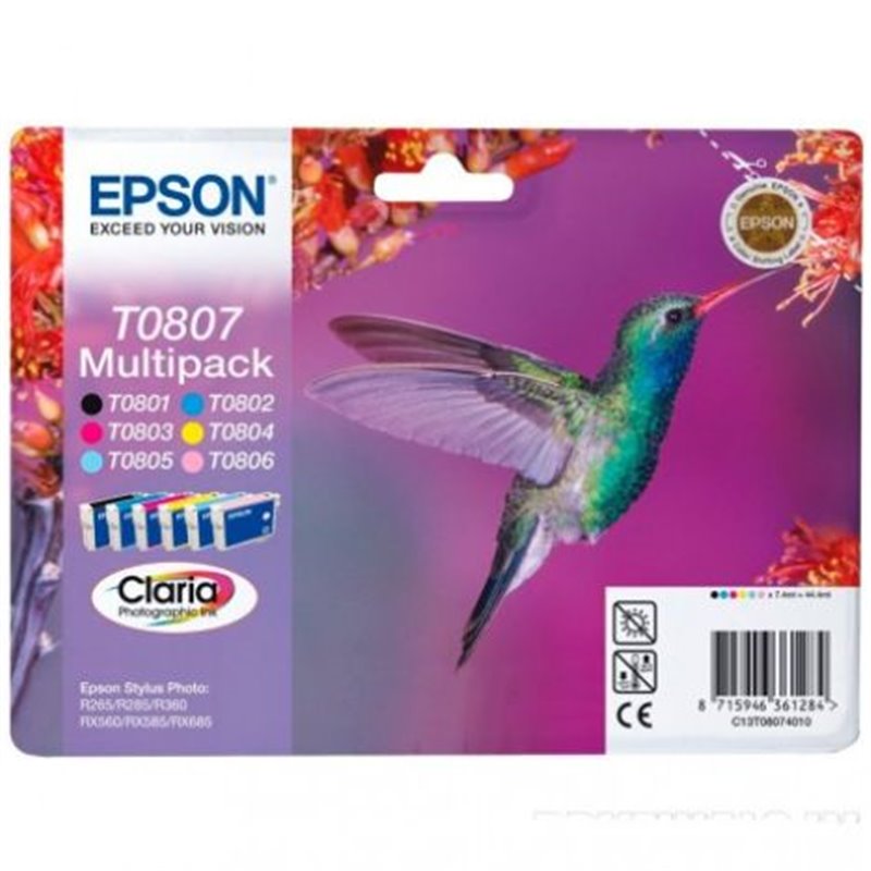 Pack Cartucho Original EPSON T0807 BK+C+M+Y - C13T0807401 [ML-7.4][PAG-900]