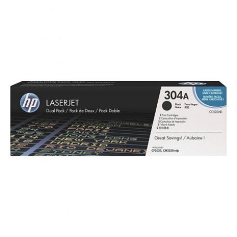 Pack 2 Toner Original HP 304A Negro - CC530AD [PAG-3500]