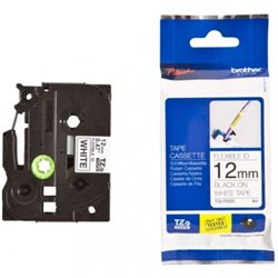 Cinta Original Flexible BROTHER TZEFX231 12mm x 8m Blanco/Negro - TZEFX231