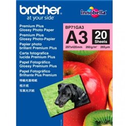 Papel Fotográfico Original BROTHER GLOSSY A3 260 gr 20 Hojas - BP71GA3