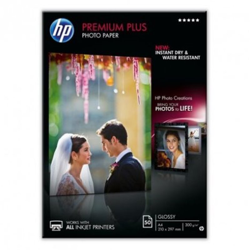 Papel Fotográfico Original HP Glossy Premium A4 300 gr 50 Hojas - CR674A