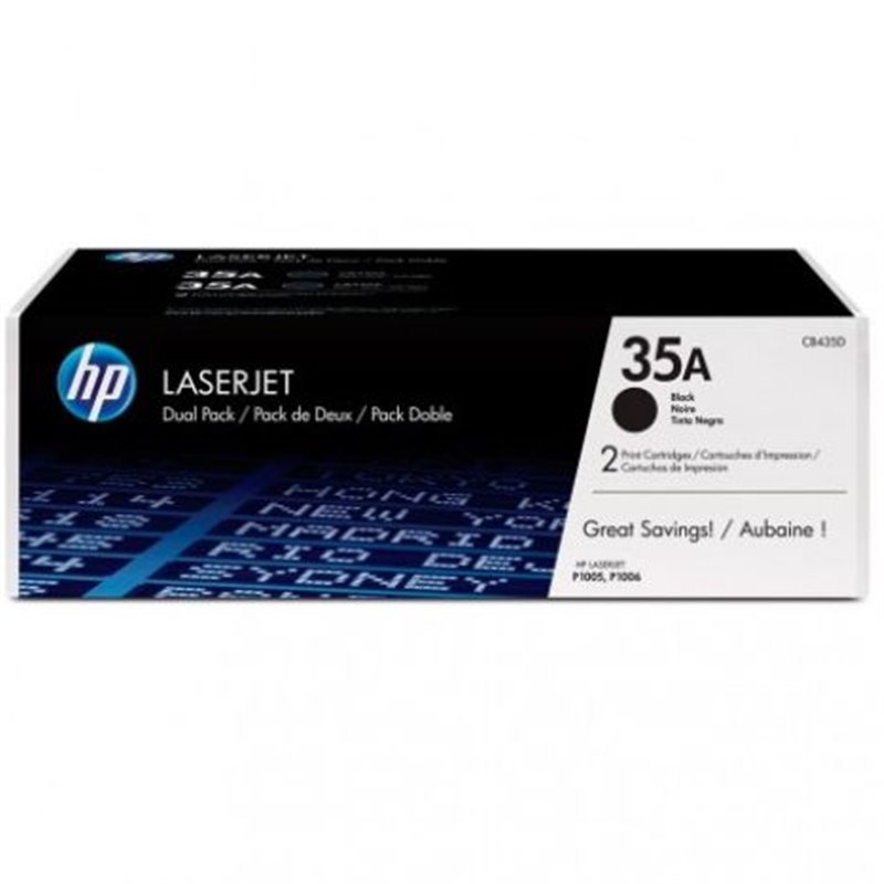 Pack 2 Toner Original HP 35A Negro - CB435AD [PAG-1500]