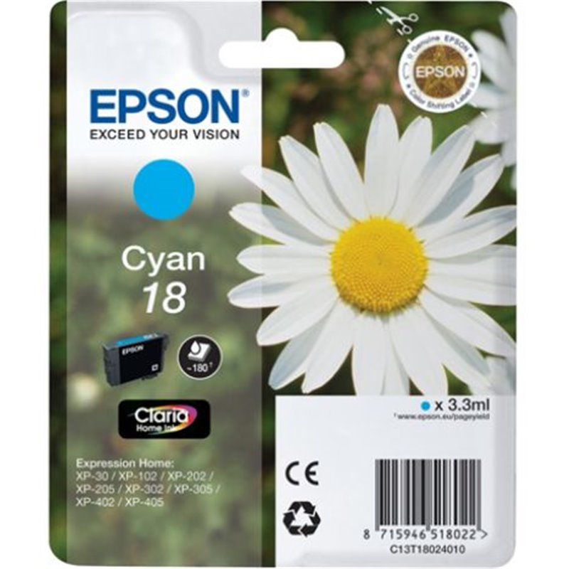 Cartucho Original EPSON 18 Cyan - C13T18024010 [ML-3.3][PAG-180]