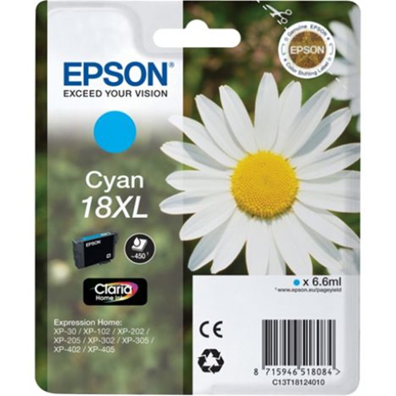 Cartucho Original EPSON 18XL Cyan - C13T18124010 [ML-6.6][PAG-450]