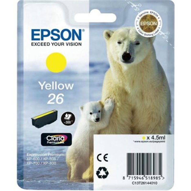 Cartucho Original EPSON 26 Amarillo - C13T26144010 [ML-4.5][PAG-300]