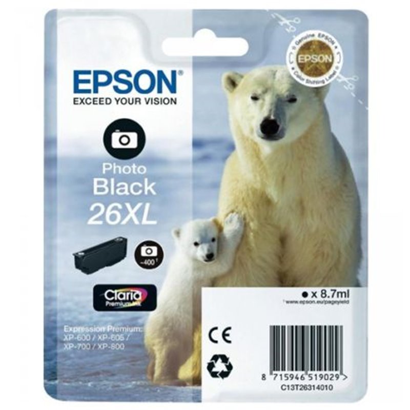 Cartucho Original EPSON 26XL Negro Foto - C13T26314010 [ML-8.7][PAG-400]
