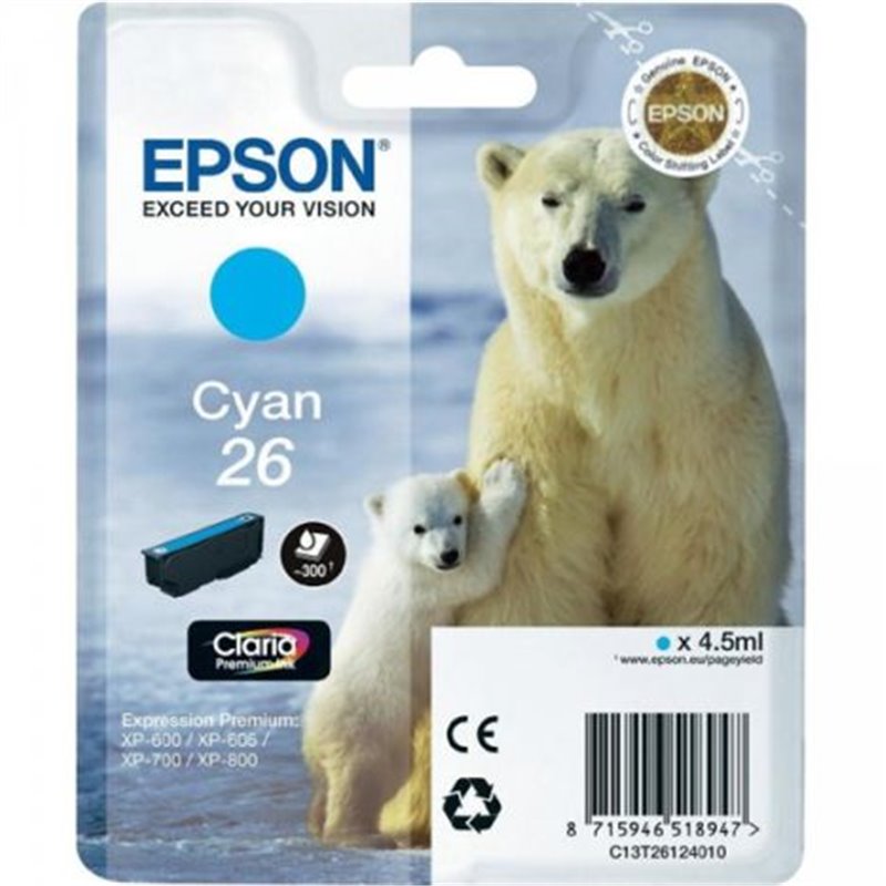 Cartucho Original EPSON 26 Cyan - C13T26124010 [ML-4.5][PAG-300]