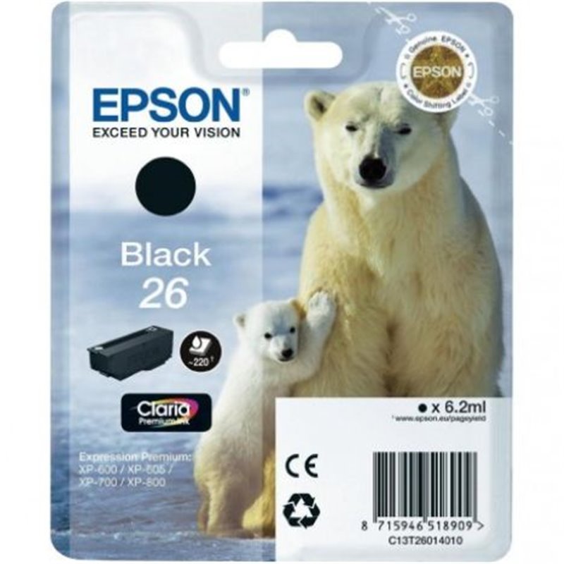 Cartucho Original EPSON 26 Negro - C13T26014010 [ML-6.2][PAG-220]