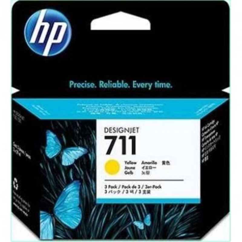 Pack 3 Cartucho Original HP 711 Amarillo - CZ136A [ML-29]