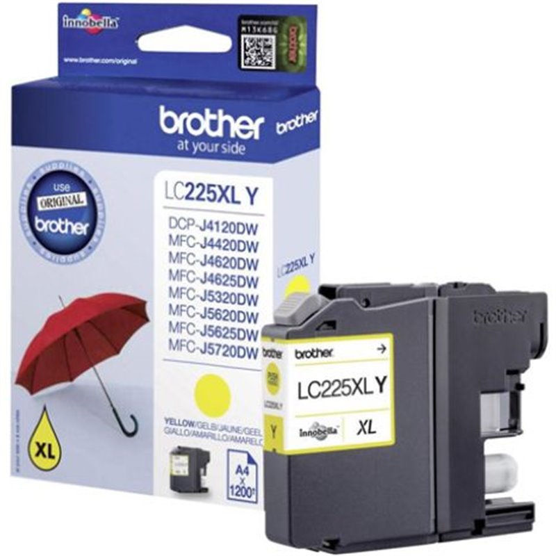 Cartucho Original BROTHER LC225XL Amarillo - LC225XLYBP [ML-15][PAG-1800]