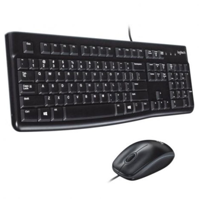 Pack con Cable LOGITECH MK120 920-002550 - USB · Teclado y Ratón · Cable 150cm · Negro