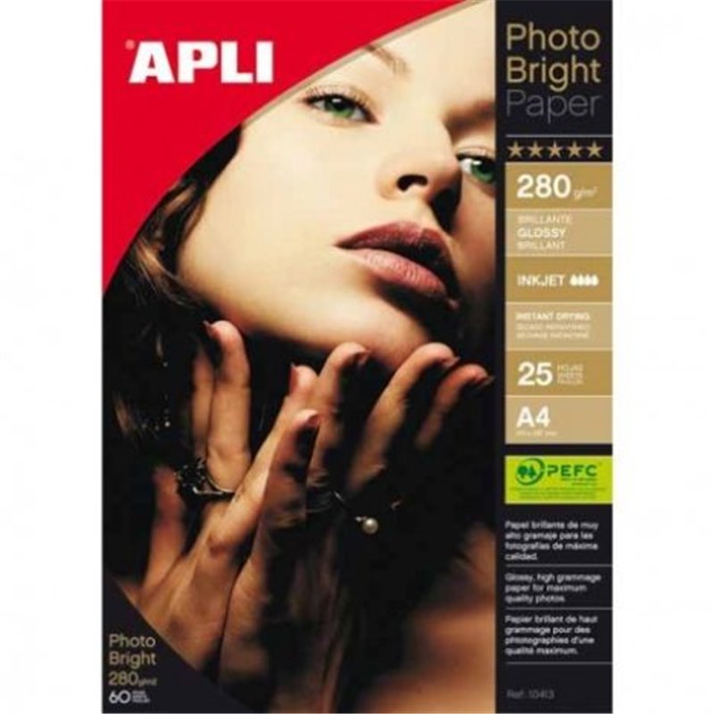 Papel Fotográfico APLI Photo Bright Pro 25 A4 280 gr - PL04458