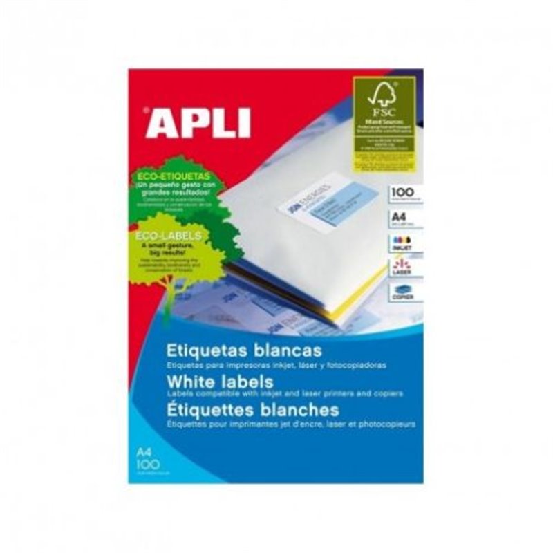 Etiquetas para Impresoras APLI A4 38 x 21.2 100 Hojas - PL01283