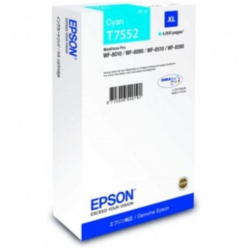 Cartucho Original EPSON T7552 Cyan - C13T755240 [ML-39][PAG-4000]