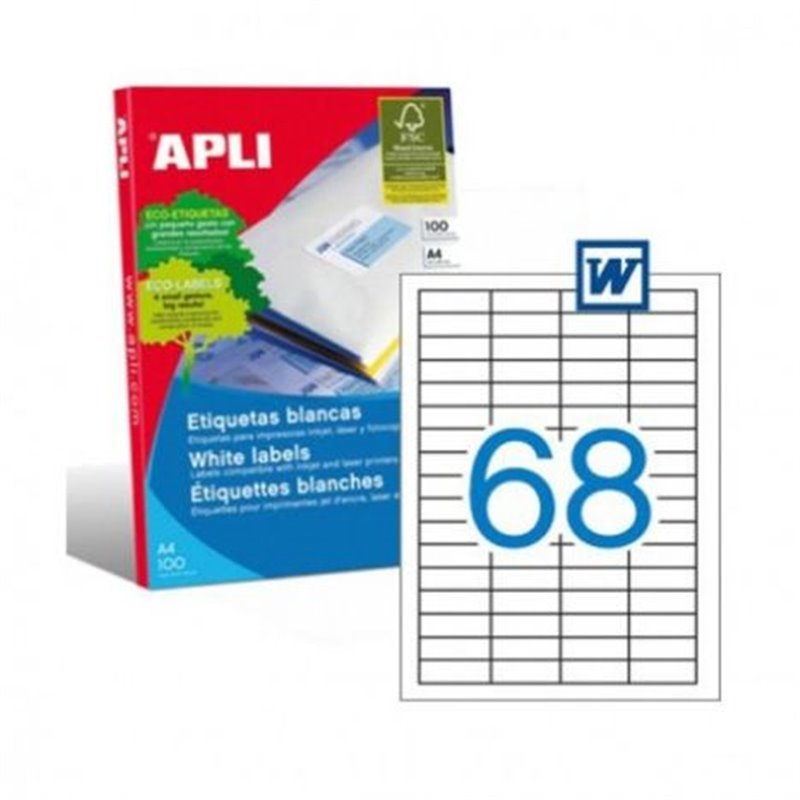 Etiquetas para Impresoras APLI A4 48.5 x 16.9 100 Hojas - PL01282
