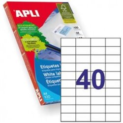 Etiquetas para Impresoras APLI A4 52.5 x 29.7 100 Hojas - PL01286