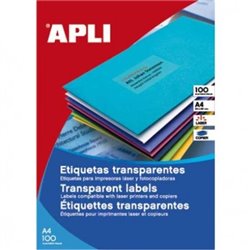 Etiquetas Translucidas para Impresoras Láser APLI A4 210 x 297 20 Hojas - PL01225