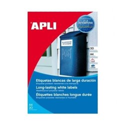 Etiquetas Blancas para Impresoras Láser APLI A4 64.6 x 33.8 20 Hojas - PL01226