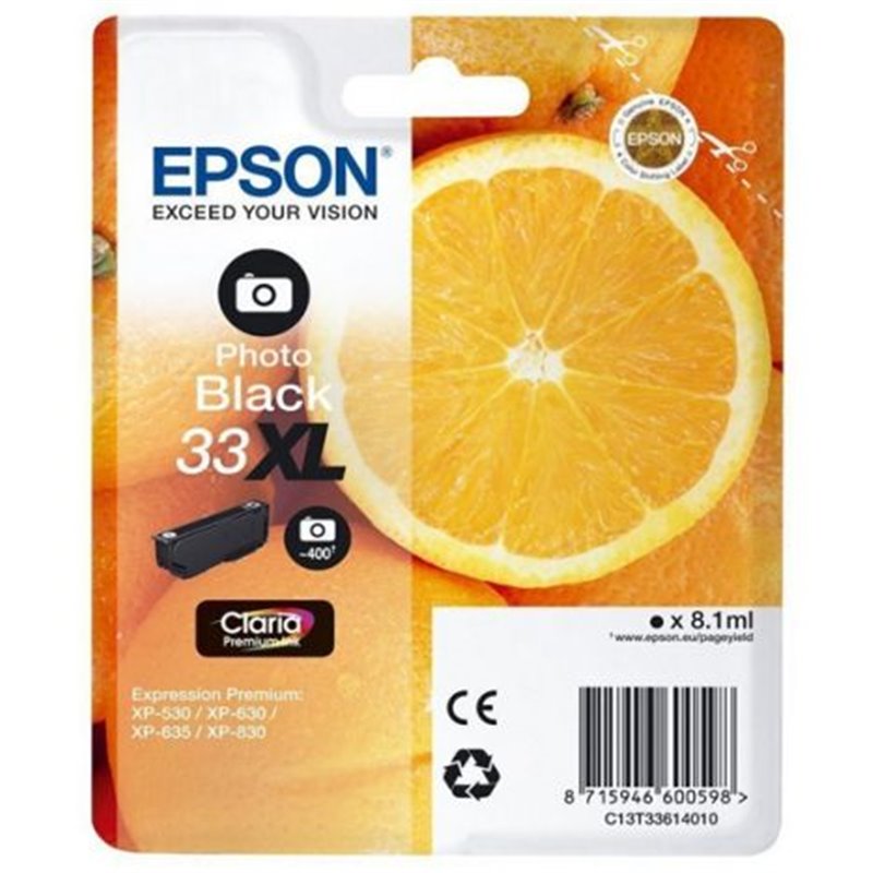 Cartucho Original EPSON 33XL Negro Foto - C13T33614010 [ML-8.1][PAG-400]