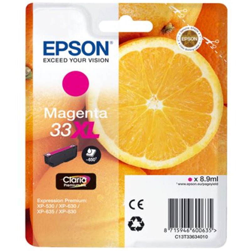 Cartucho Original EPSON 33XL Magenta - C13T33634010 [ML-8.9][PAG-650]