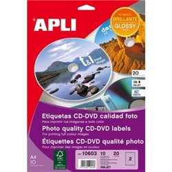 Etiquetas CD APLI Mega 10 A4 20 unidades - PL10603