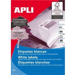 Etiquetas para Impresoras APLI A4 64.6 x 33.8 1.200 unidades - PL01781
