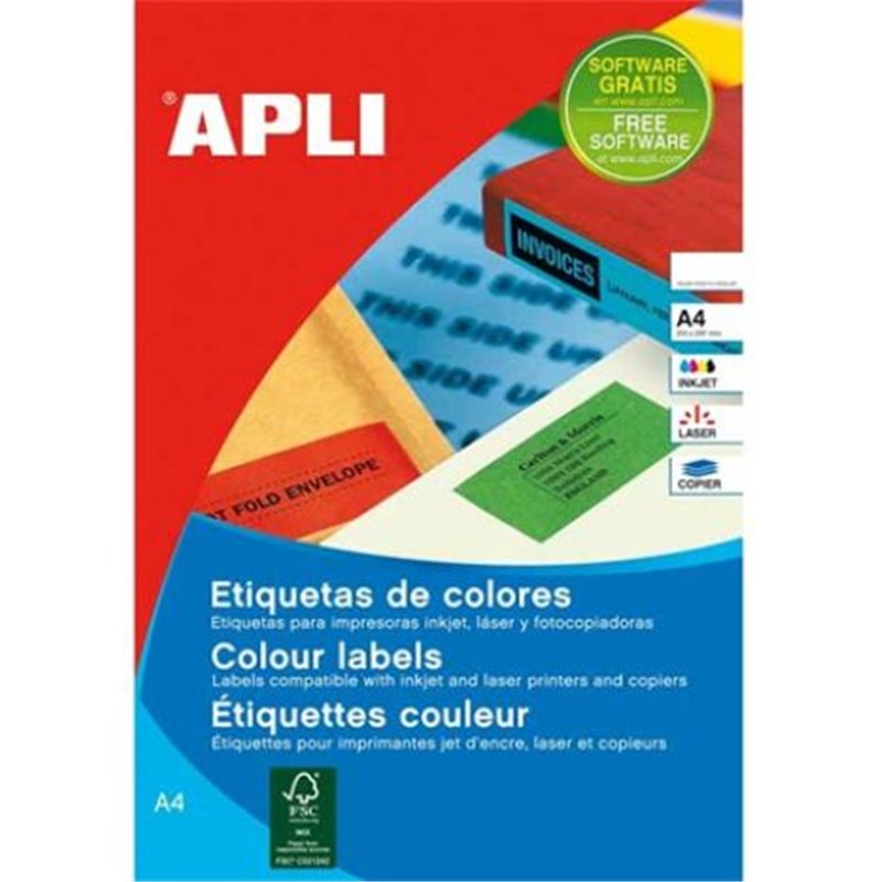 Etiquetas APLI A4 70 x 37 480 unidades - PL01593