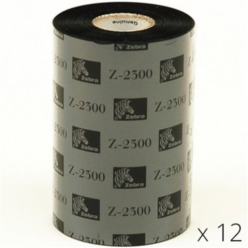 Pack 12 Cinta Original ZEBRA 02300BK11045 Negro 110mm x 450mm - 02300BK11045
