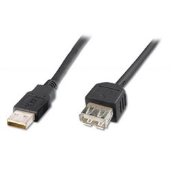 Cable USB Tipo A/M  a USB Tipo A/H  - 1.8m · Negro