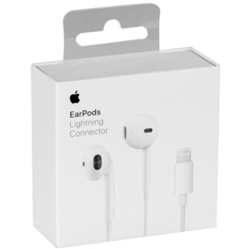 Auriculares con Cable APPLE EarPods MMTN2ZM/A - Lightning · Cable 120cm · Micrófono · Blanco