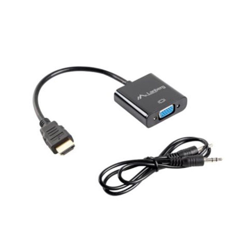 Adaptador HDMI Tipo A/M a VGA/H con Audio - 20cm · Negro